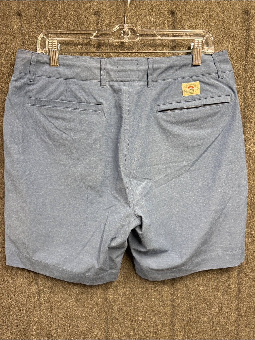 Faherty Sky Blue Flat-Front Men's Shorts - Picture 3 of 4